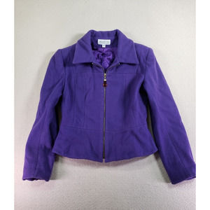 Vintage Jordan & Cole Jacket Womens‎ Medium Purple Wool Blend Collared Full Zip
